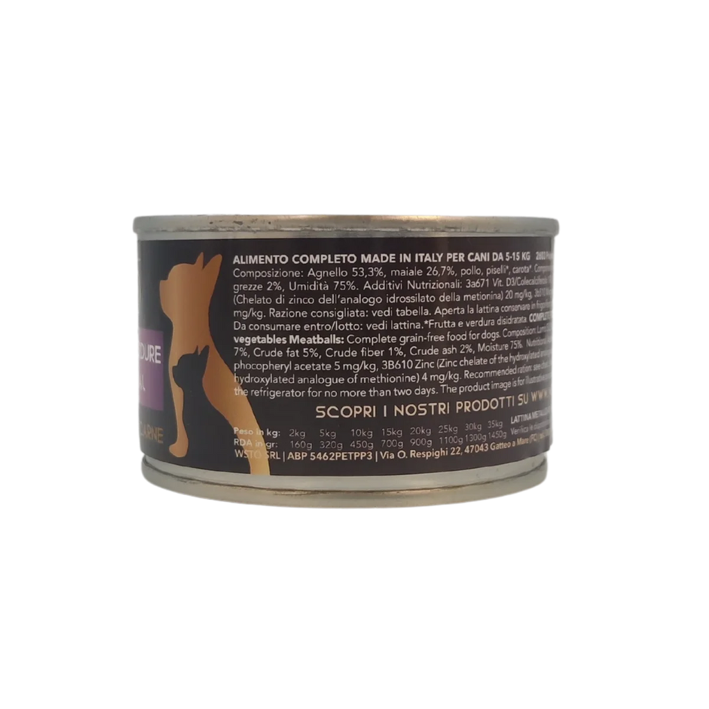 WSTO - Agnello Maiale Verdure - Polpette Natural - Cotte al vapore - 80% Carne