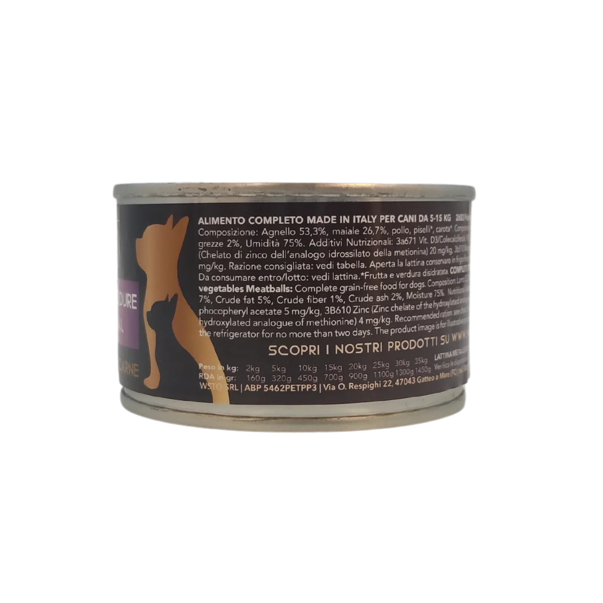 WSTO - Agnello Maiale Verdure - Polpette Natural - Cotte al vapore - 80% Carne