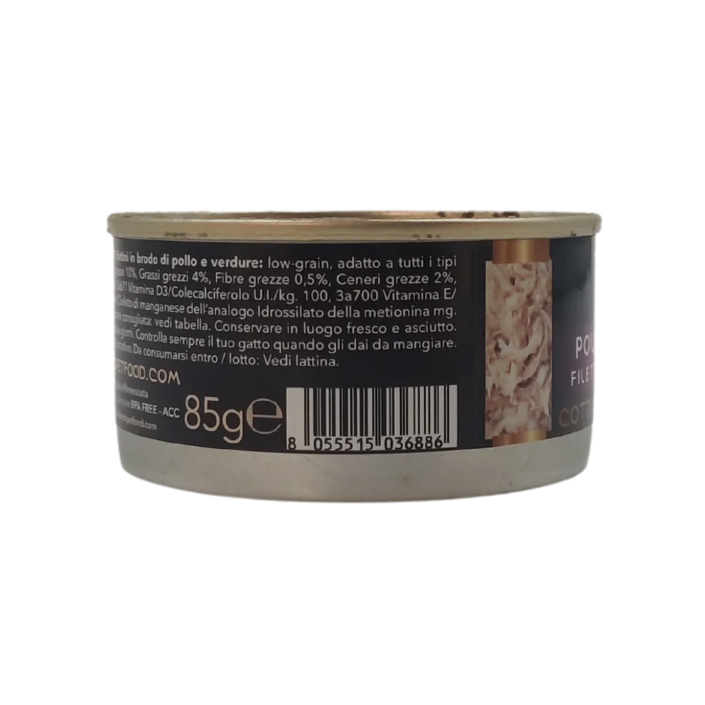 Pollo con Verdure - Filettini in brodo natural - Cotti al vapore - 90% Carne - 85 g