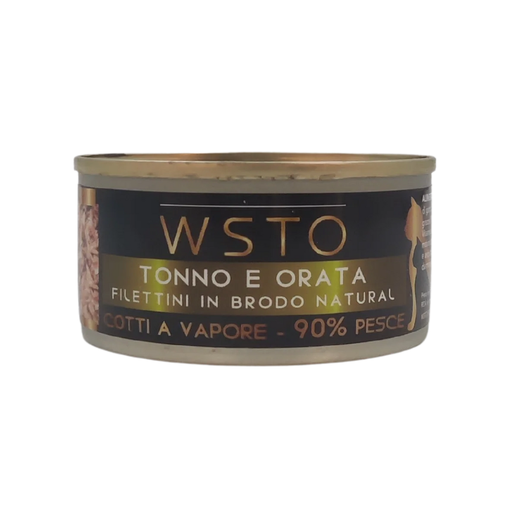 Tonno e orata - Filettini in brodo natural - Cotti al vapore - 90% Pesce - 85 g