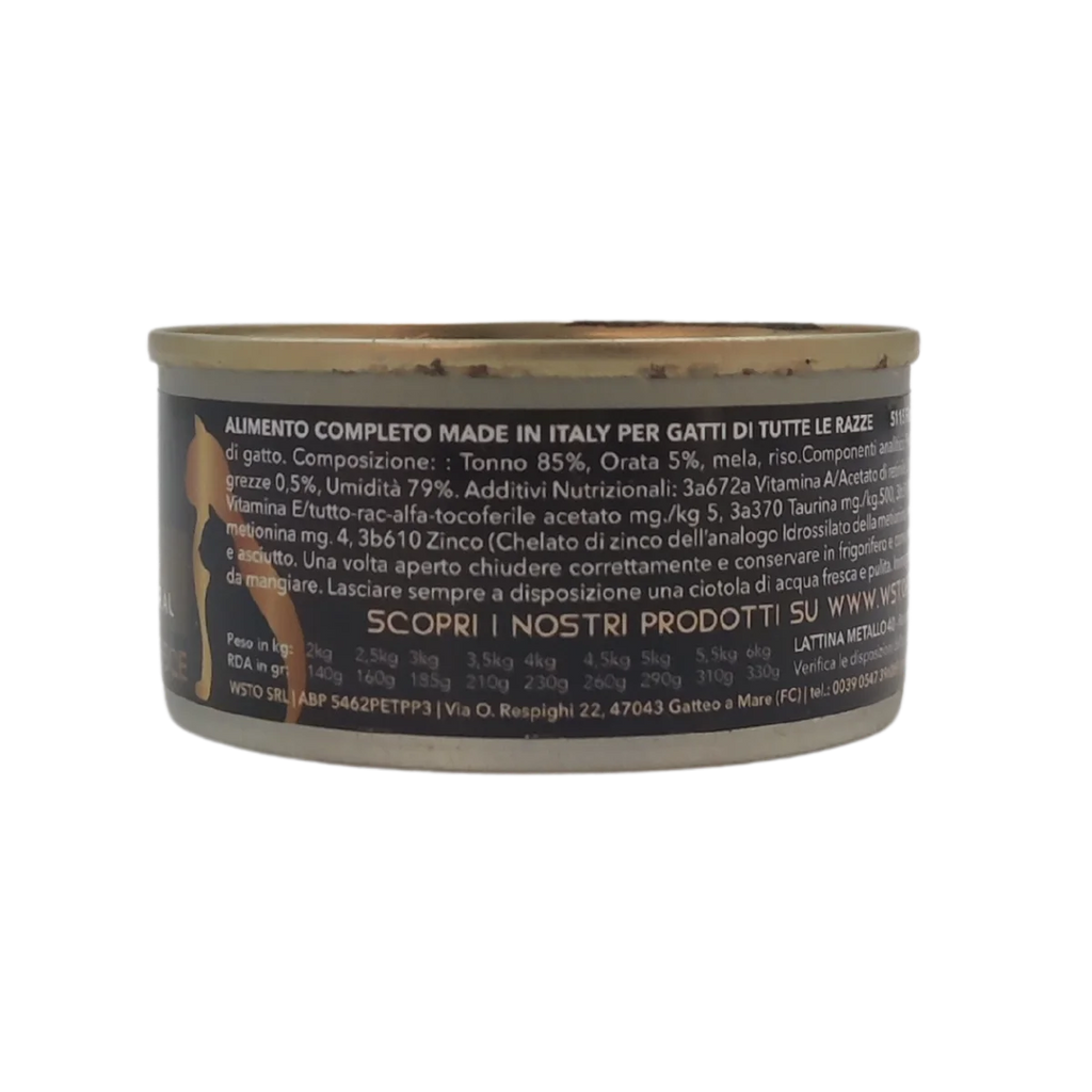 Tonno e orata - Filettini in brodo natural - Cotti al vapore - 90% Pesce - 85 g