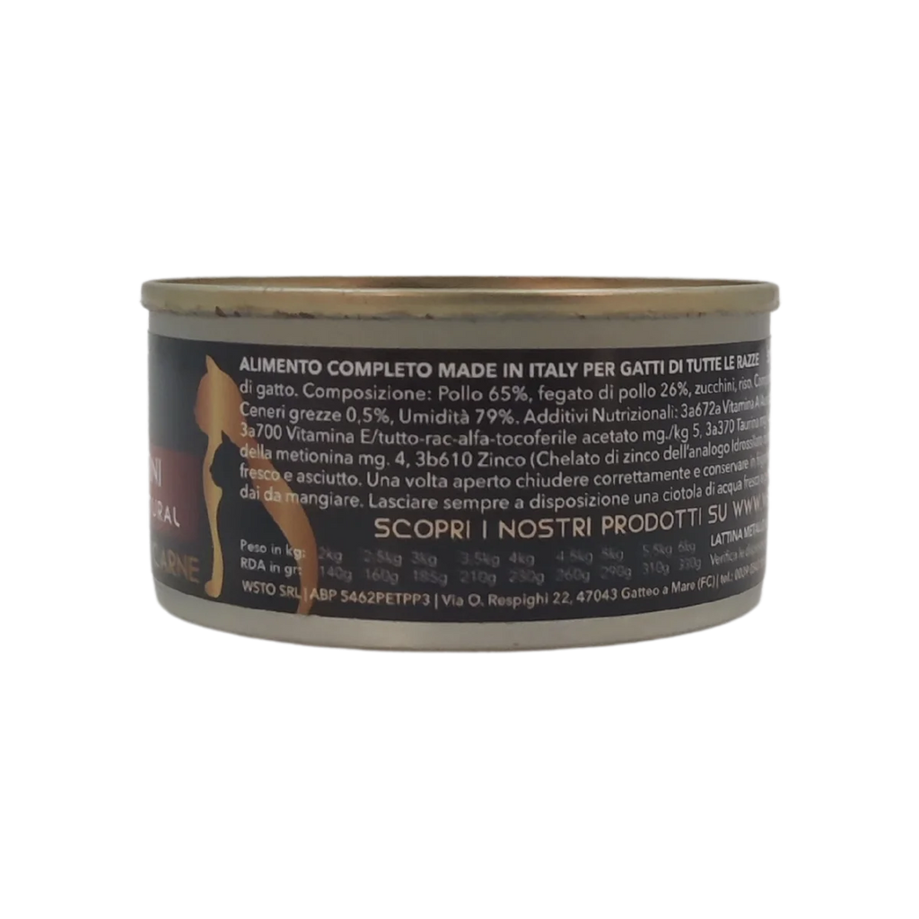 Pollo e Fegatini - Filettini in brodo natural - Cotti al vapore - 91% Carne - 85 g