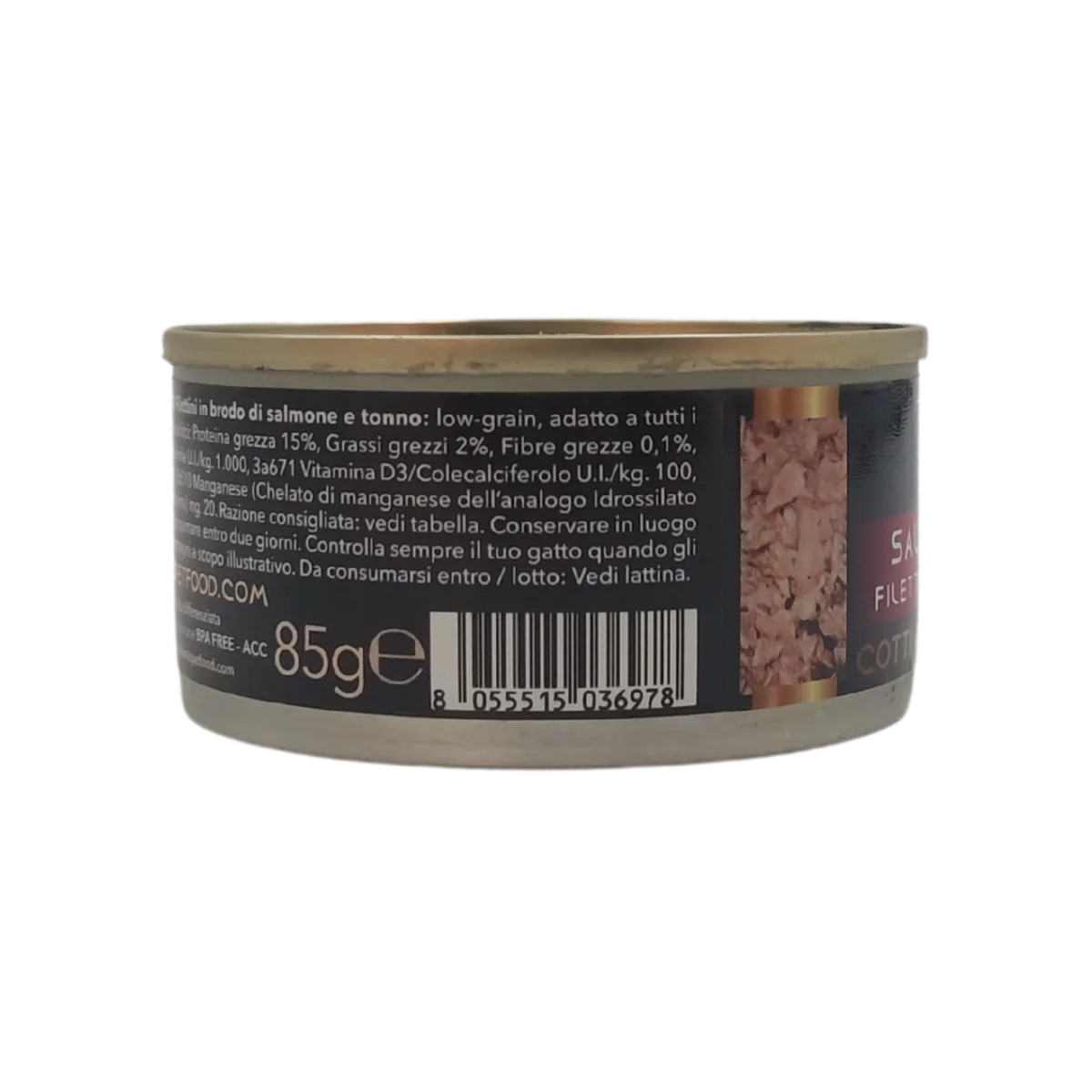 Salmone e Tonno - Filettini in brodo natural - Cotti al vapore - 91% Pesce - 85 g