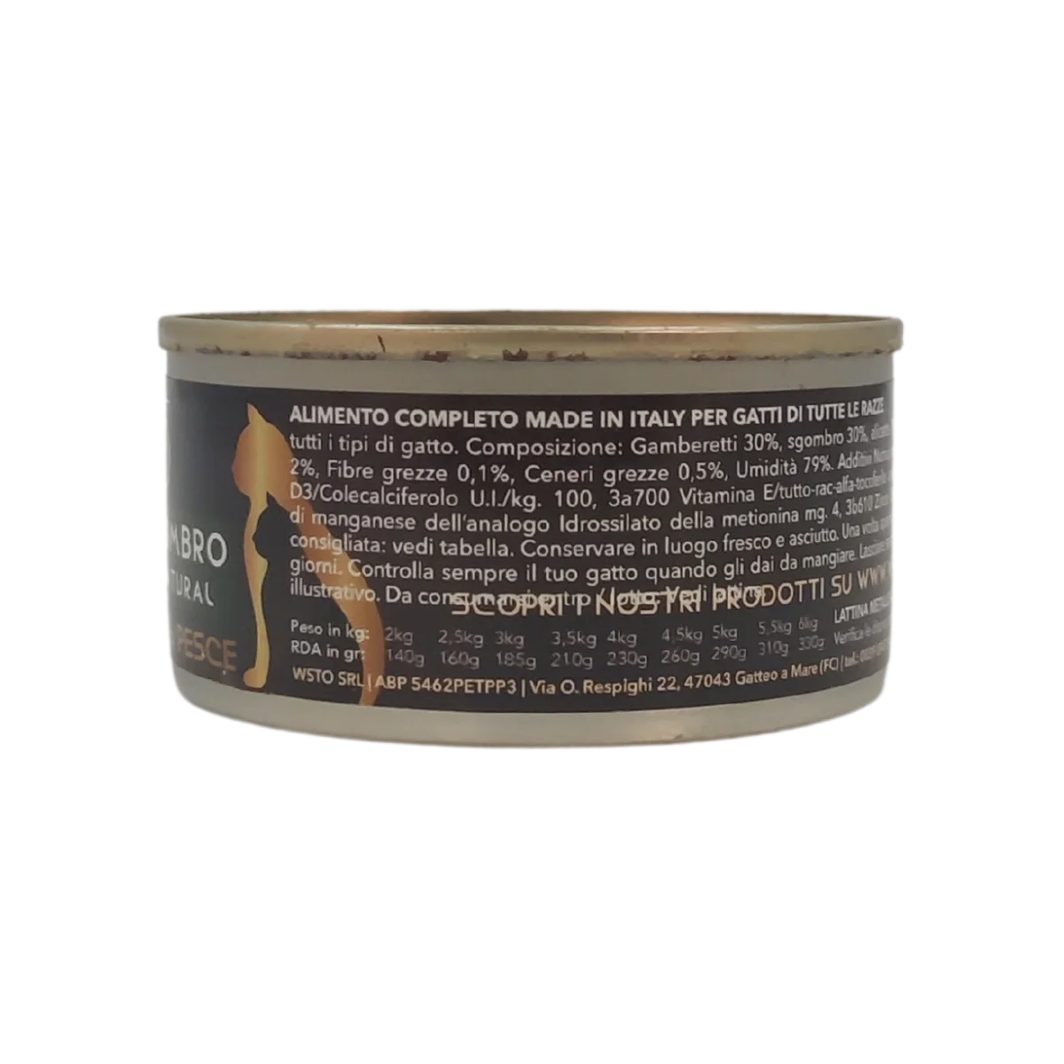 Gamberetti e Sgombro - Filettini in brodo natural - Cotti al vapore - 91% Pesce - 85 g