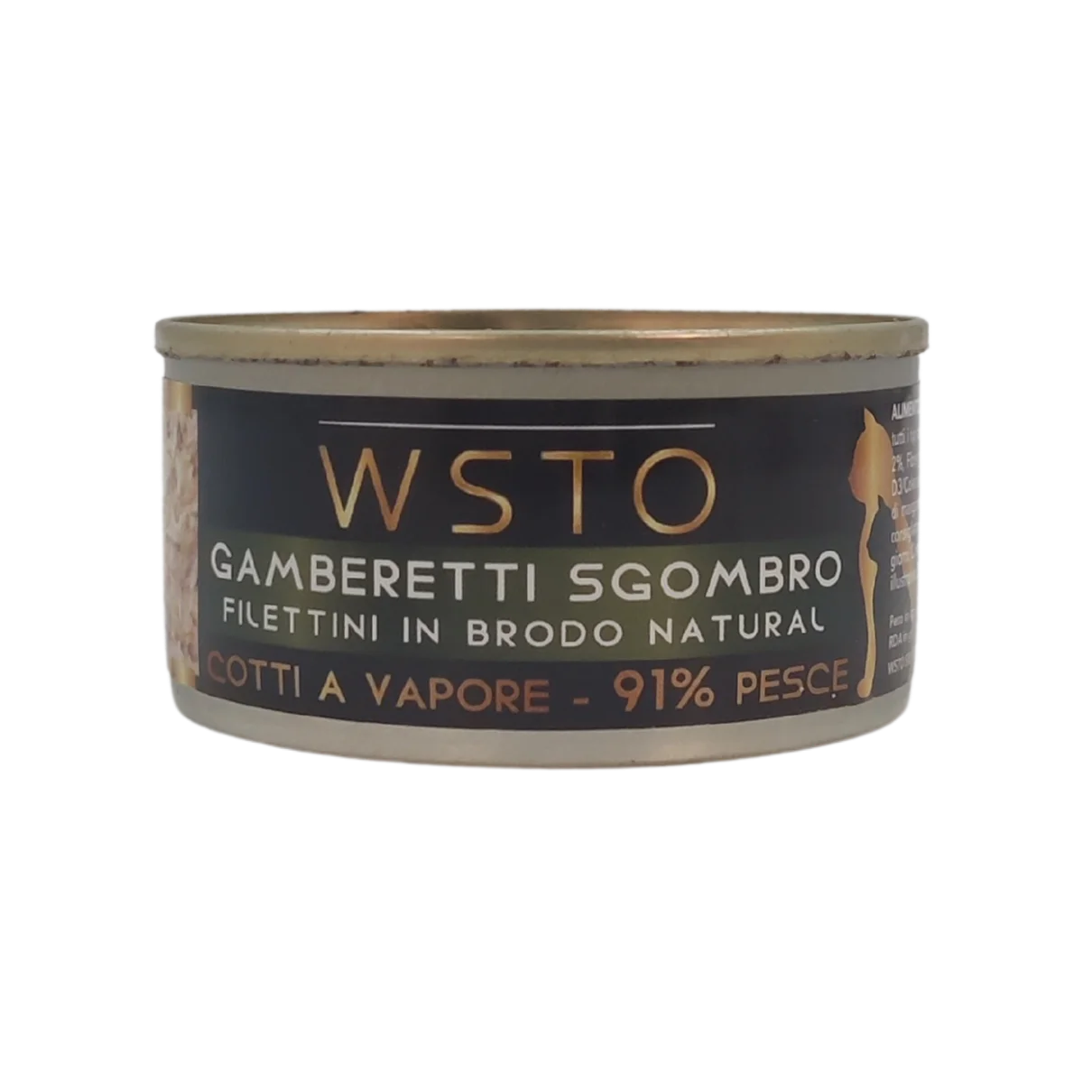 Gamberetti e Sgombro - Filettini in brodo natural - Cotti al vapore - 91% Pesce - 85 g