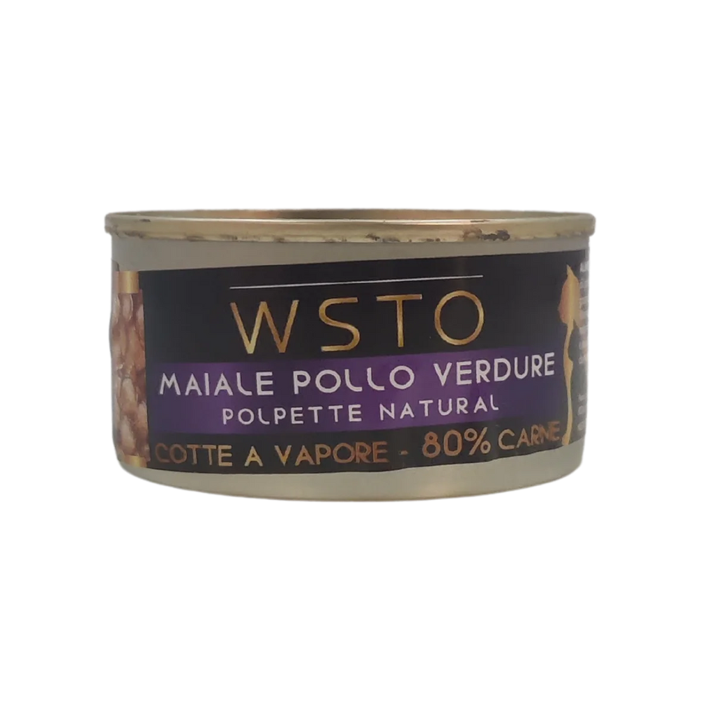 Maiale, Pollo e Verdure - Polpette natural - Cotti al vapore - 80% Carne - 85 g