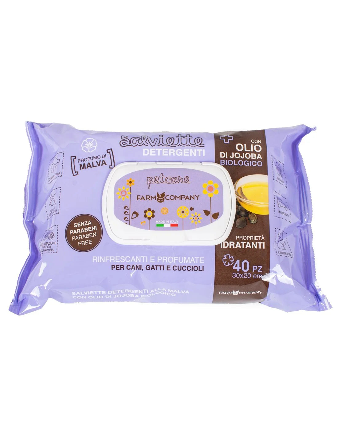 Salviette umidificate Olio Jojoba e Malva - 40 strappi - Farmcompany