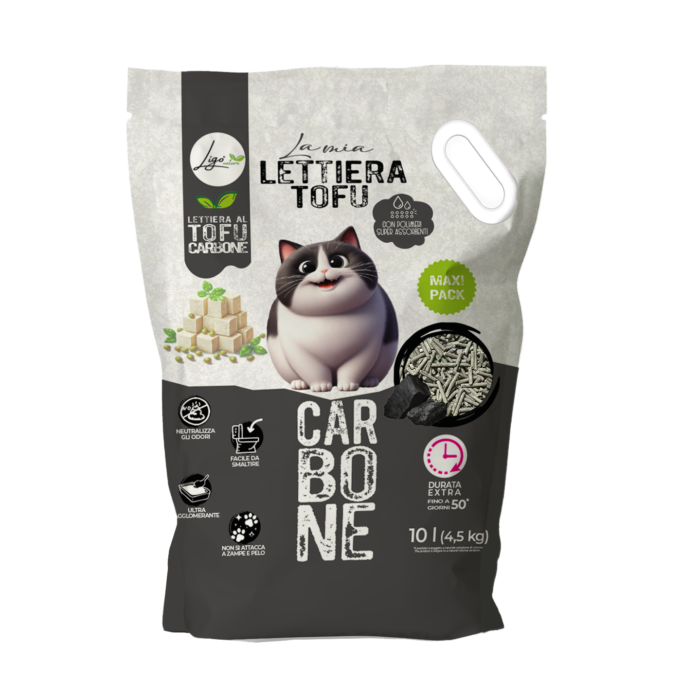 Ligo Nature - Lettiera per gatti -  Lettiera Tofu con carboni attivi - 10l