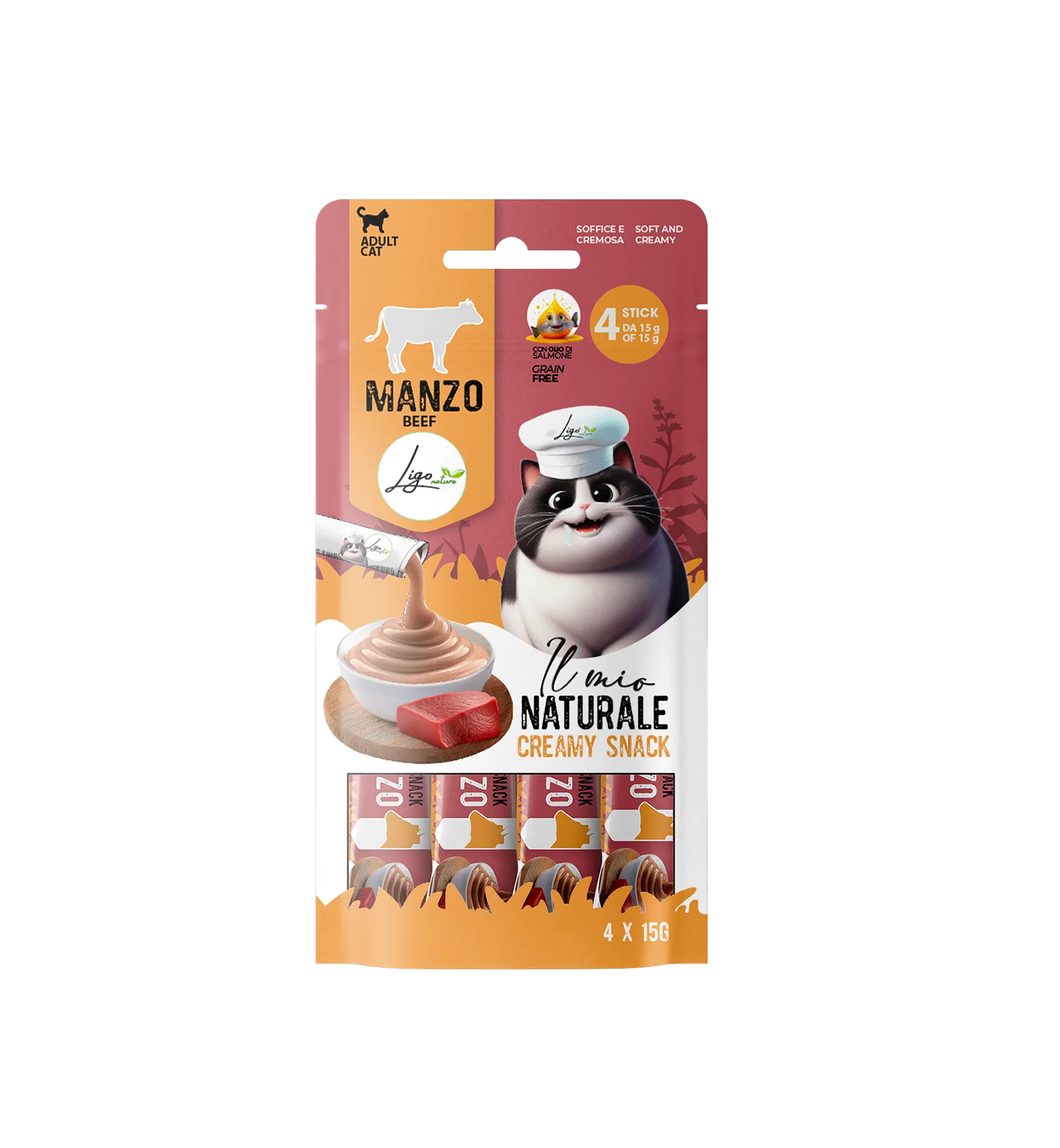 Ligo Nature - Creamy Snack di Manzo - 4x15gr