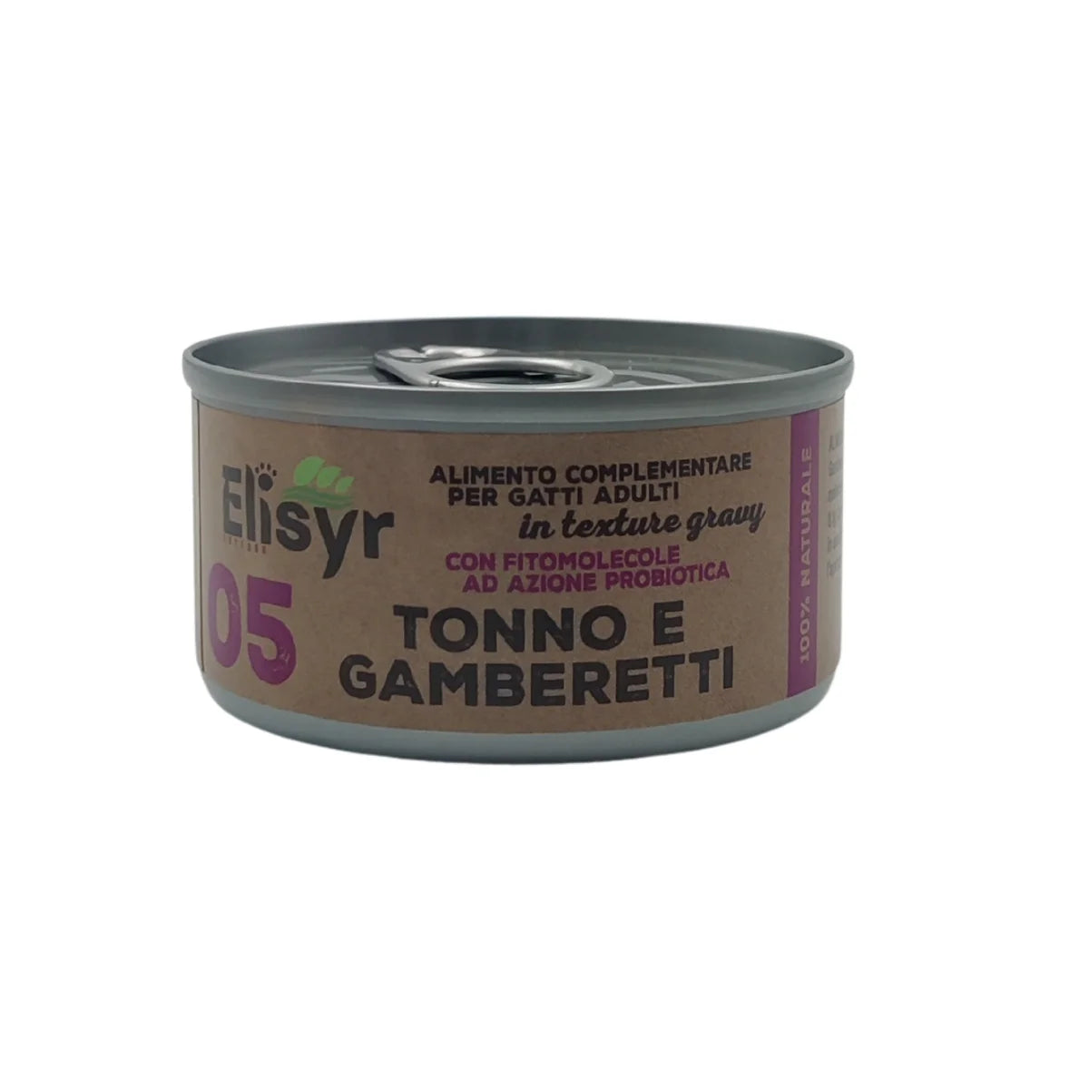 Elisyr - Alimento umido complementare per gatti adulti - Tonno e Gamberetti - 85 gr