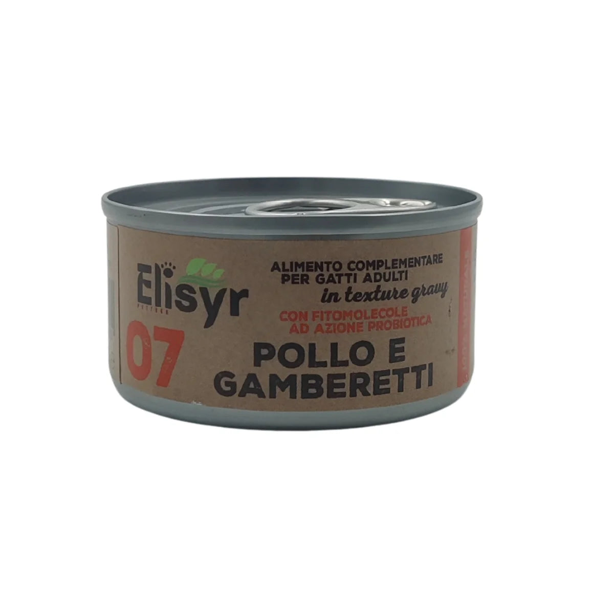 Elisyr - Alimento umido complementare per gatti adulti - Pollo e Gamberetti - 85 gr