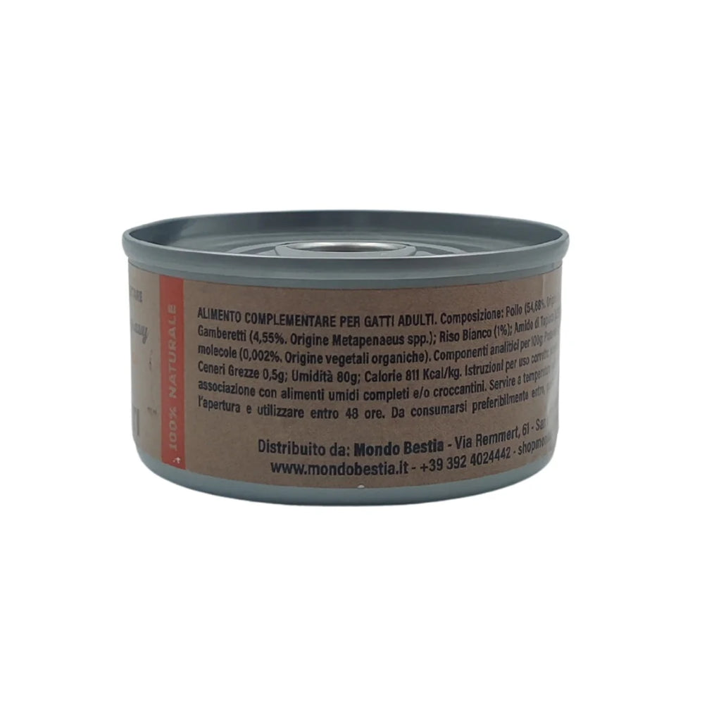 Elisyr - Alimento umido complementare per gatti adulti - Pollo e Gamberetti - 85 gr
