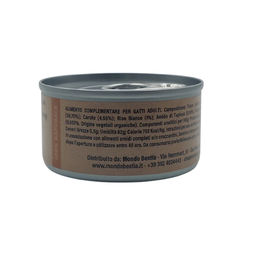 Elisyr - Alimento umido complementare per gatti adulti - Tonno e Carote - 85 gr