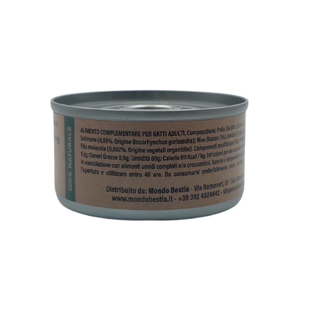 Elisyr - Alimento umido complementare per gatti adulti - Pollo e Salmone - 85 gr