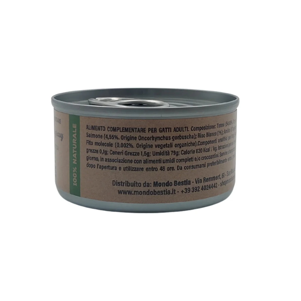 Elisyr - Alimento umido complementare per gatti adulti - Tonno e Salmone - 85 gr