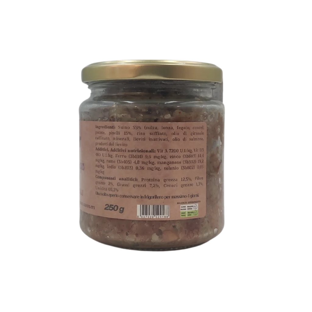 Suino con Piselli - Alimento completo per Cani Adulti - Elisyr La Casalinga