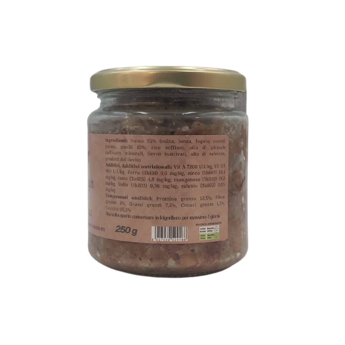 Suino con Piselli - Alimento completo per Cani Adulti - Elisyr La Casalinga