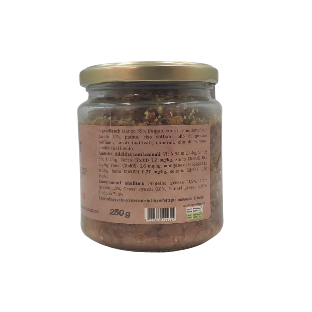 Manzo con Carote - Alimento completo per Cani Adulti - Elisyr La Casalinga