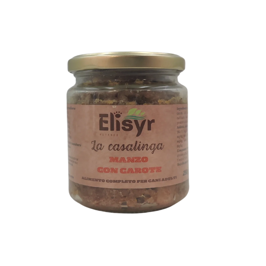 Manzo con Carote - Alimento completo per Cani Adulti - Elisyr La Casalinga