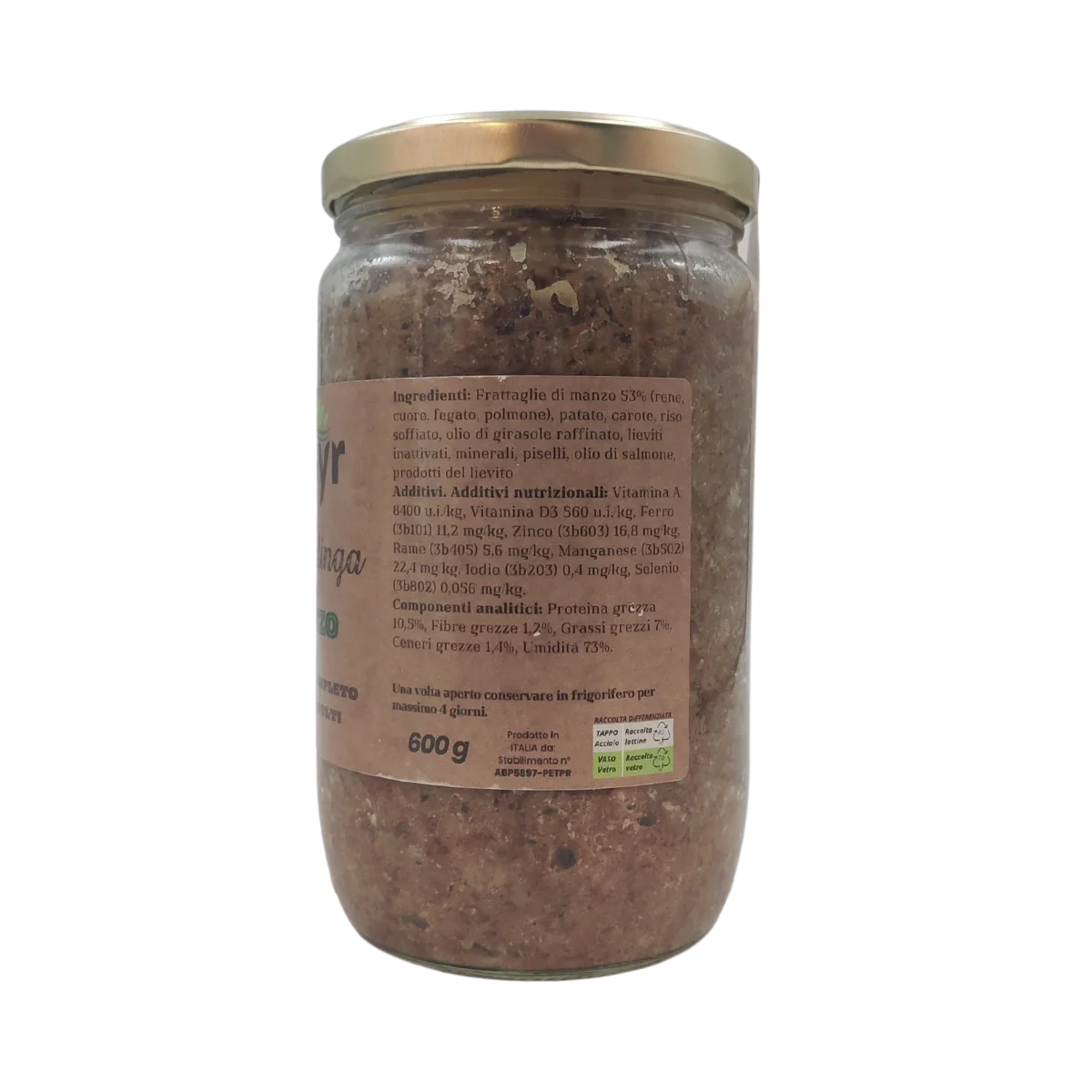 Manzo - Alimento completo per Cani Adulti - Elisyr La Casalinga