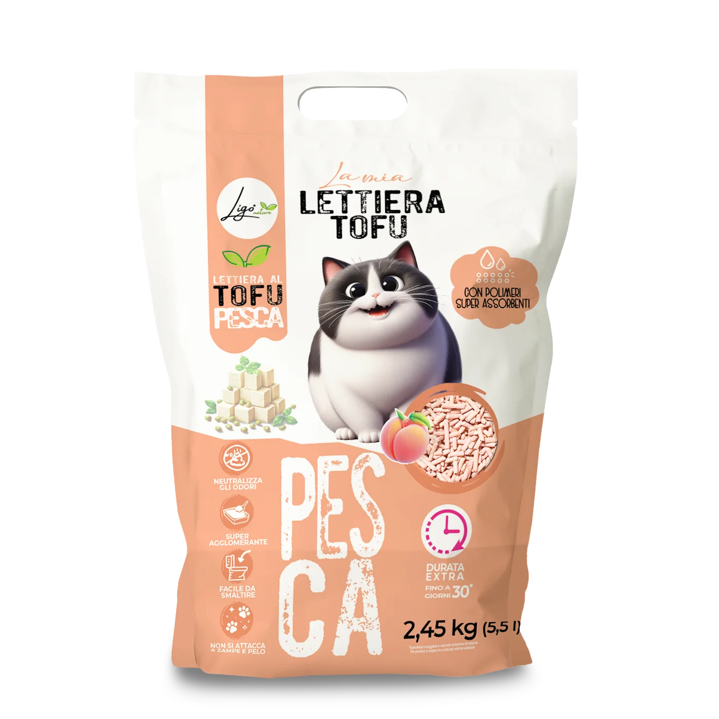 Lettiera per gatti - Tofu profumazione alla pesca - Ligo Nature