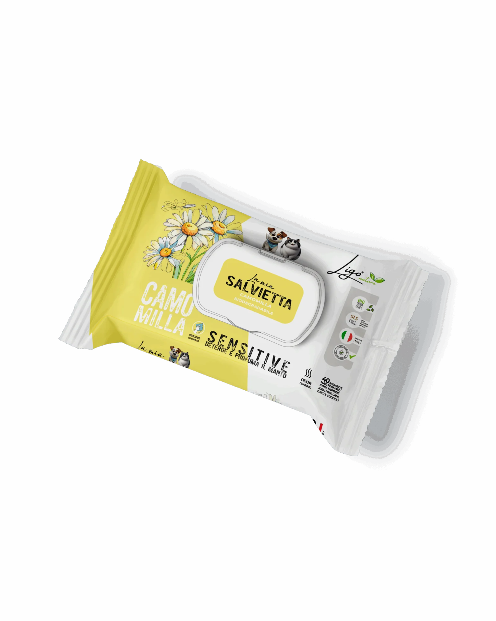 Ligo Nature - Salvietta sensitive camomilla - per cane e gatto - 40 pz