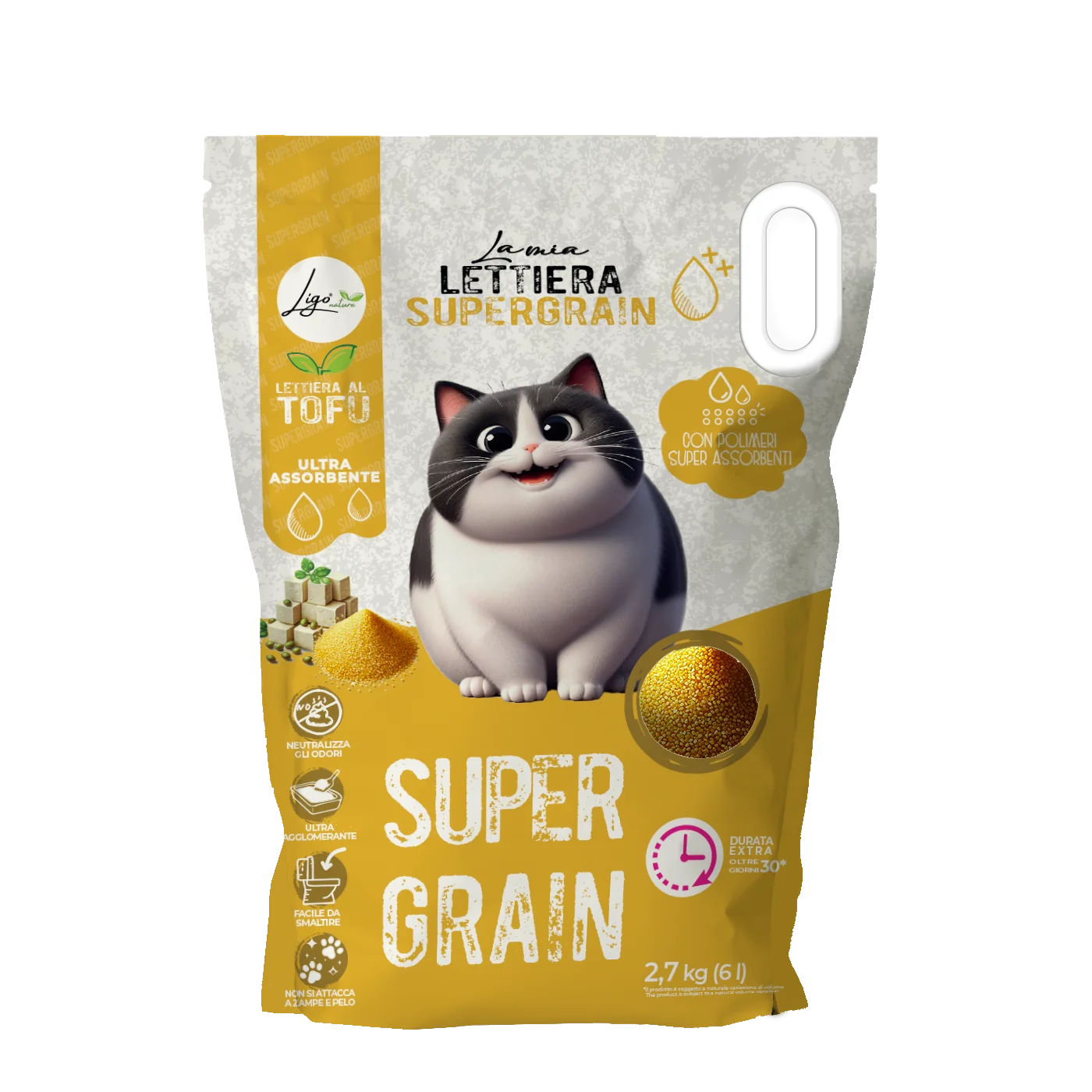 Lettiera per gatti - Supergrain neutro 6L- 2,7Kg - Ligo Nature