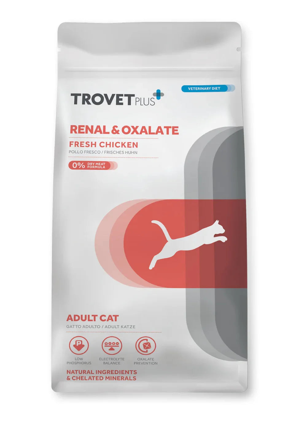 TrovetPlus Renal & Oxalate - Pollo - Crocchette per gatti adulti per riduzione calcoli