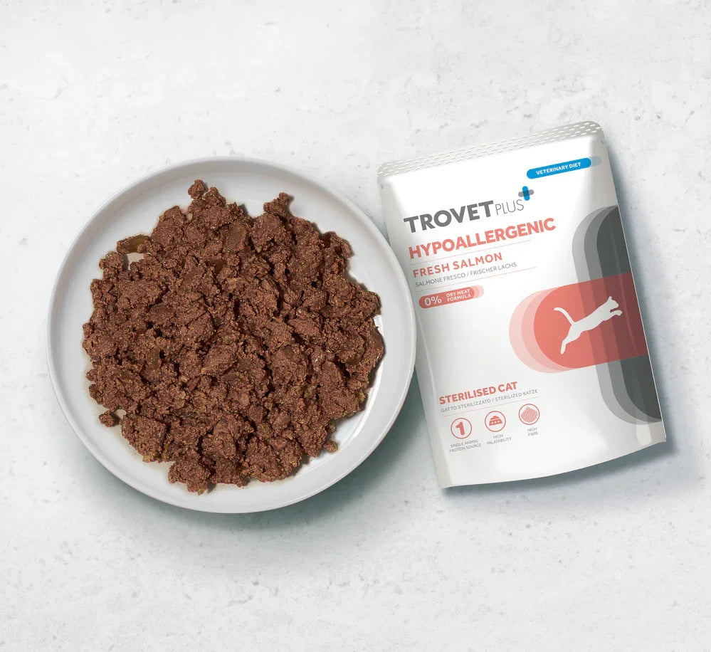 TrovetPlus Hypoallergenic - Salmone - Alimento ipoallergenico per Gatti Adulti con intolleranze - 85 gr