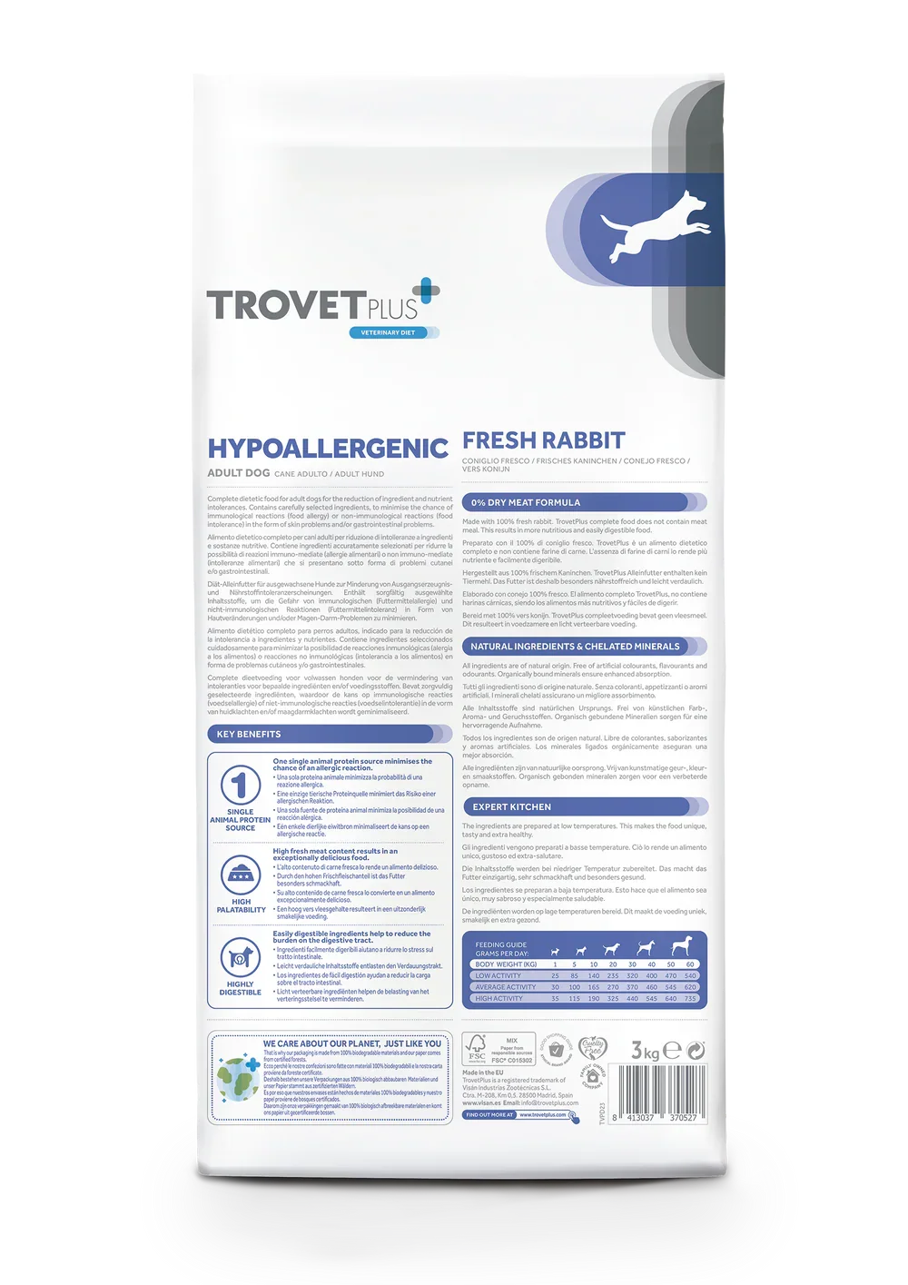 TrovetPlus Hypoallergenic - Coniglio - Crocchette ipoallergeniche per Cani Adulti con intolleranze - Low Grain