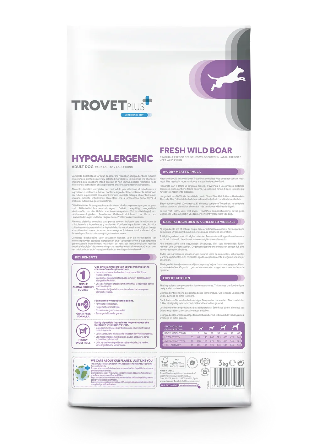 TrovetPlus Hypoallergenic - Cinghiale - Crocchette ipoallergeniche per Cani Adulti con intolleranze - Grain Free
