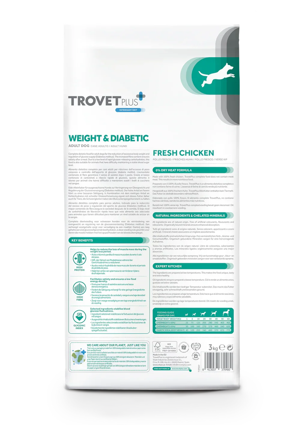 TrovetPlus Weight & Diabetic - Pollo - Crocchette per cani adulti sovrappeso o diabetici