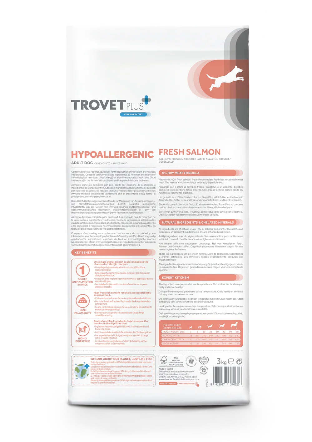 TrovetPlus Hypoallergenic - Salmone - Crocchette ipoallergeniche per Cani Adulti con intolleranze