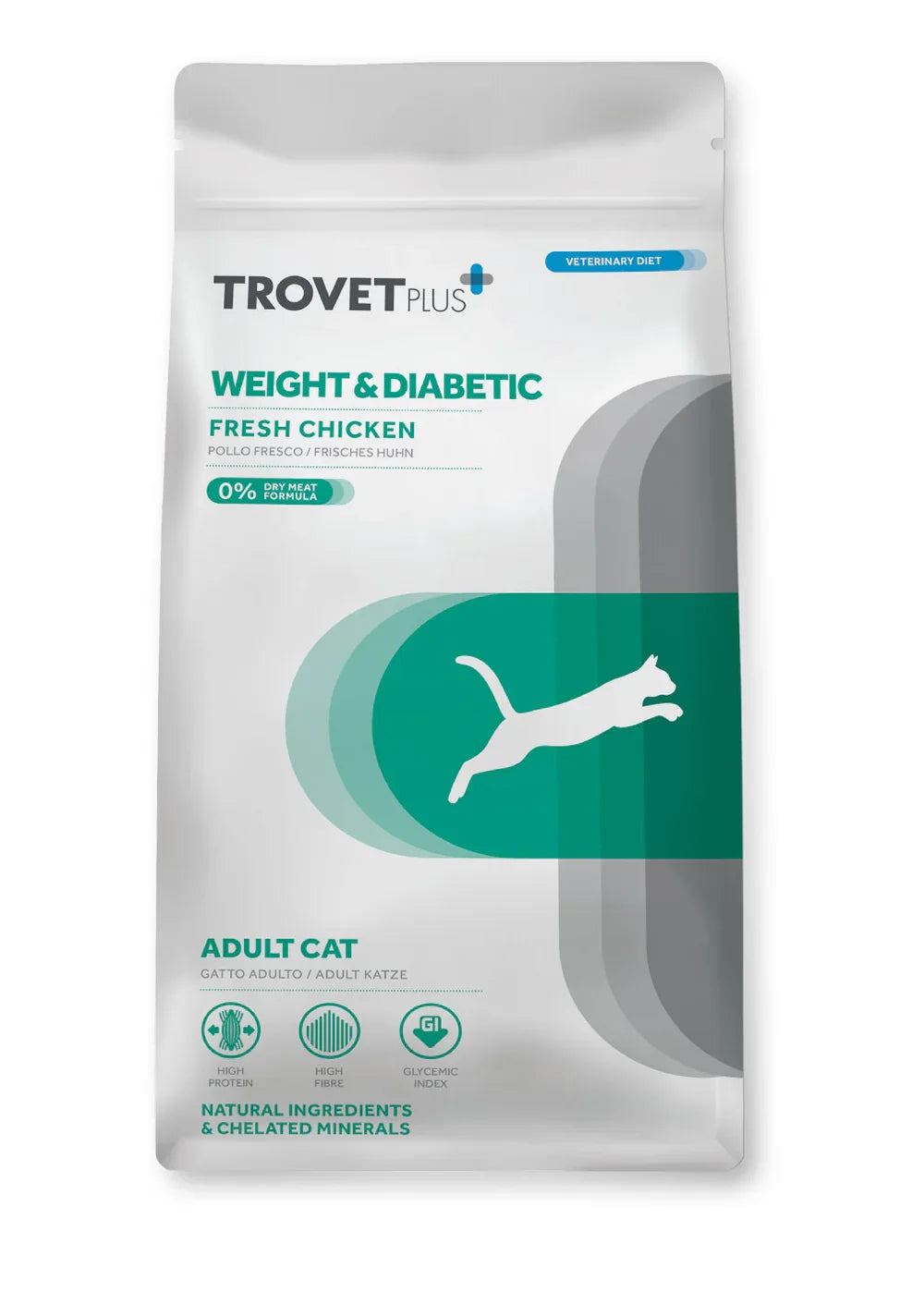 TrovetPlus Weight & Diabetic - Pollo - Crocchette per gatti adulti sovrappeso o diabetici