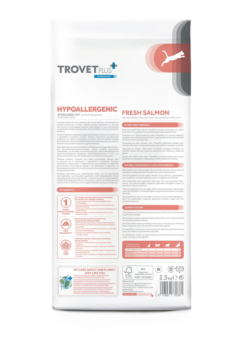TrovetPlus Hypoallergenic - Salmone - Crocchette ipoallergeniche per Gatti Sterilizzati con intolleranze