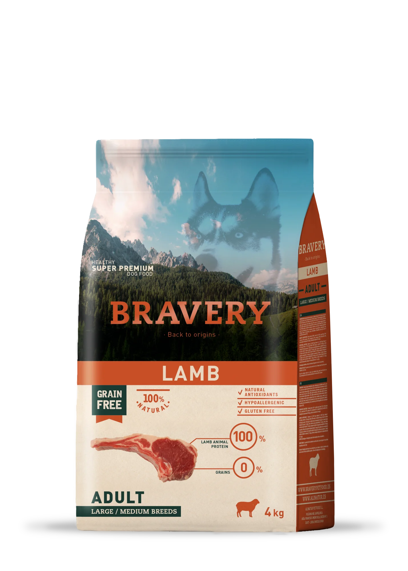 Agnello - Alimento completo per Cani Adulti - 4 Kg - Bravery