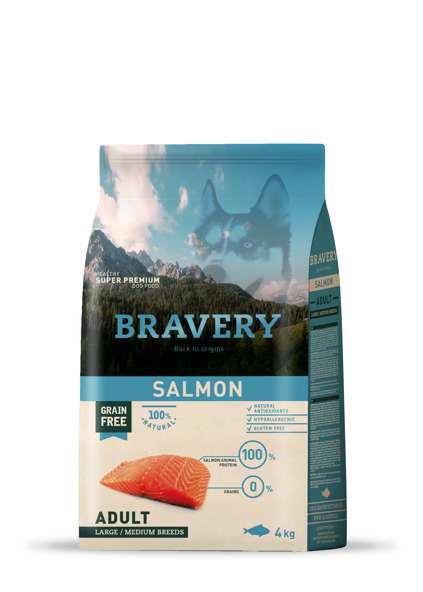 Salmone - Alimento completo per Cani Adulti - Grain Free - Bravery