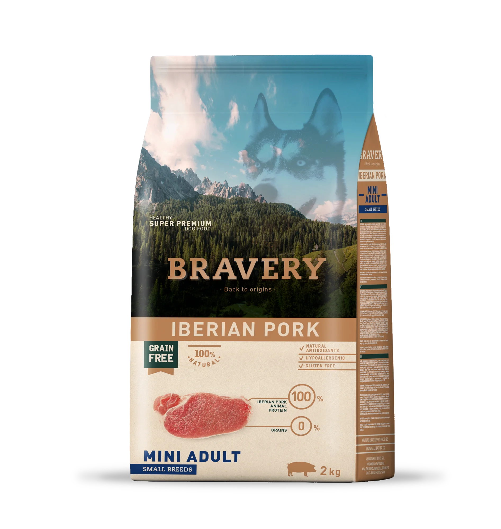 Maiale Iberico - Alimento completo per Cani Adulti - Taglia piccola - 2 Kg - Bravery