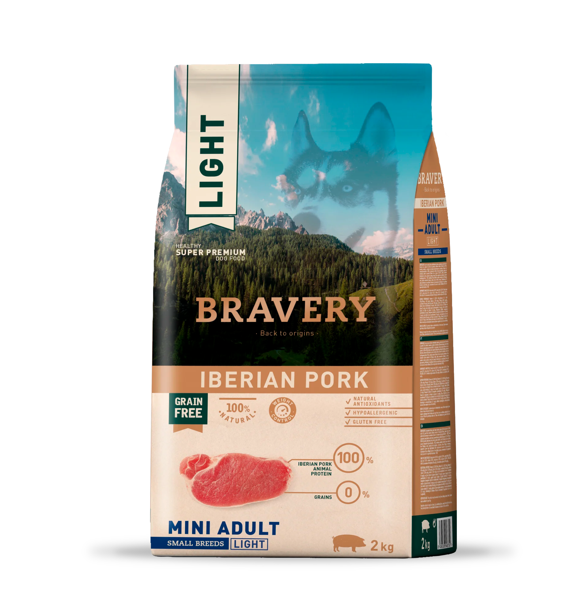 Maiale Iberico Light - Alimento completo per Cani Adulti - Taglia piccola - 2 Kg - Bravery
