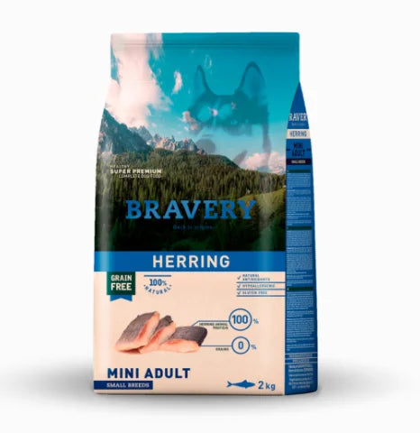 Aringa - Alimento completo per Cani Adulti - Taglia piccola - 2 Kg - Bravery