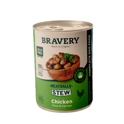 Pollo - Alimento completo per Cani Adulti - 415 g - Bravery
