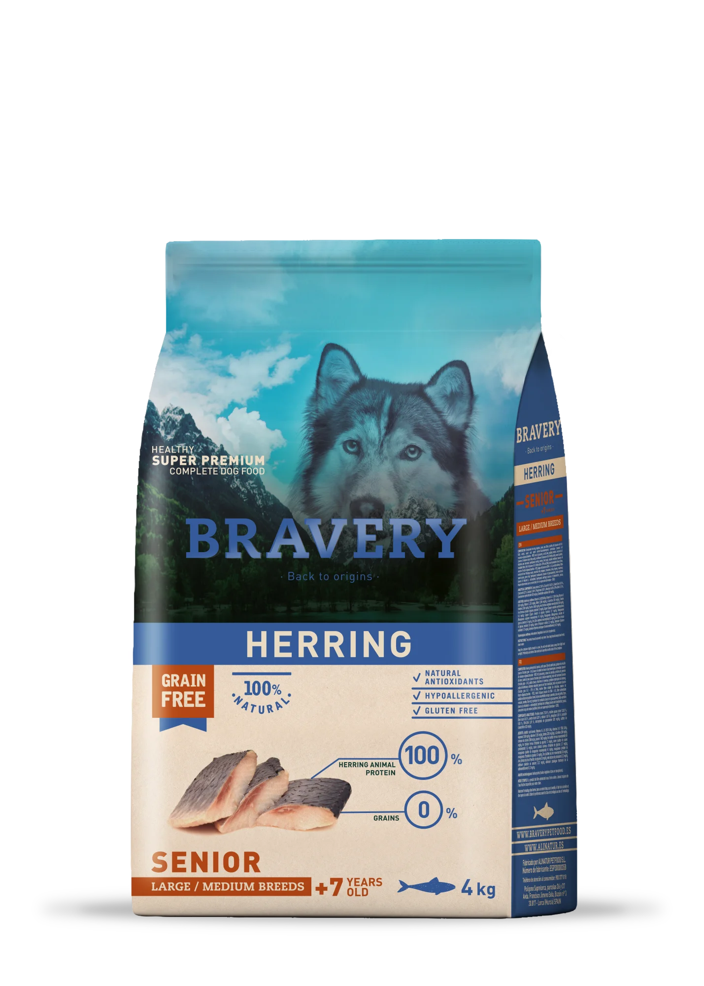 Aringa - Alimento completo per Cani anziani - 4 Kg - Bravery