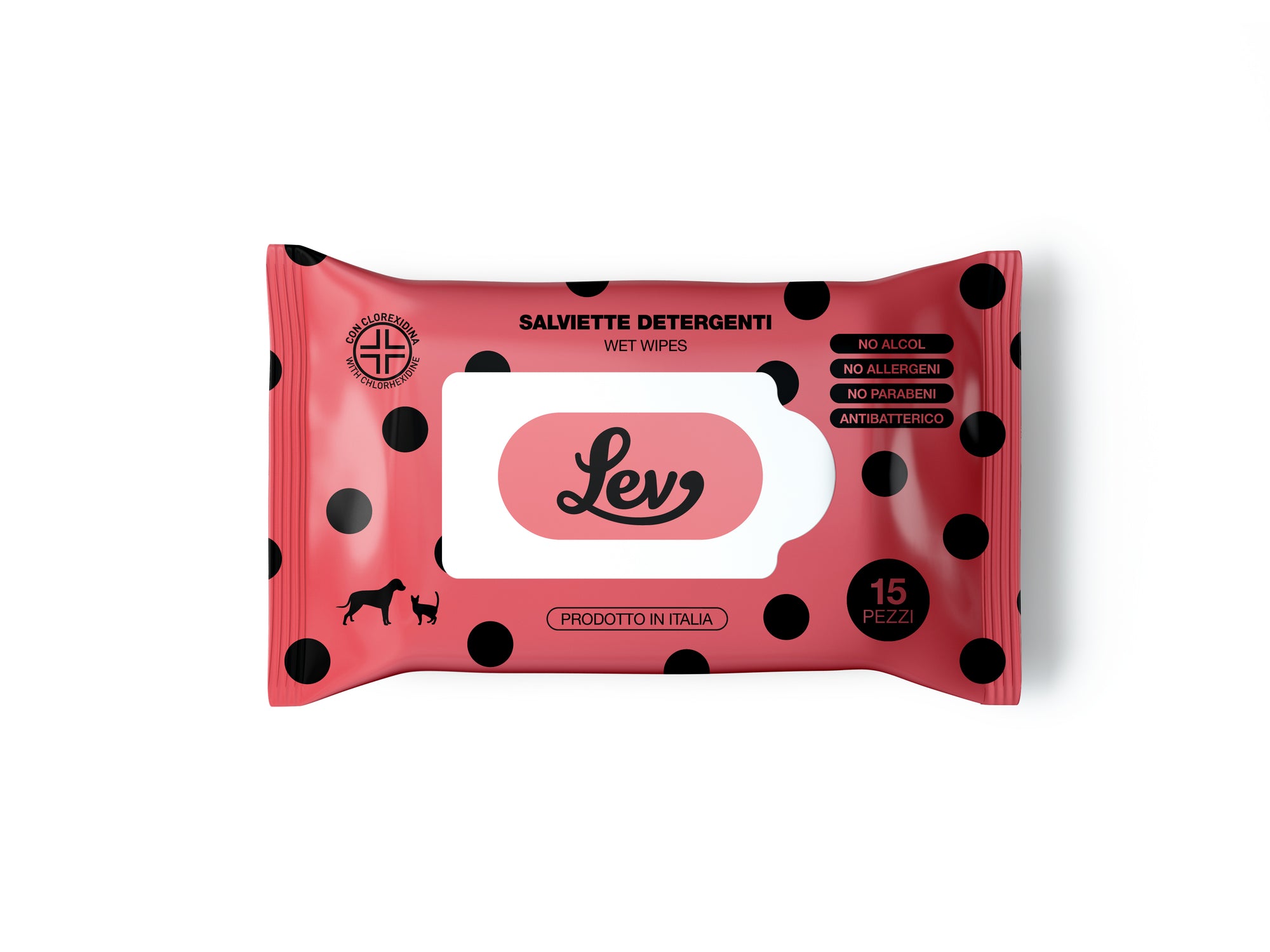 Lev - Salviette per animali 15 pz 23x23 Clorexidina