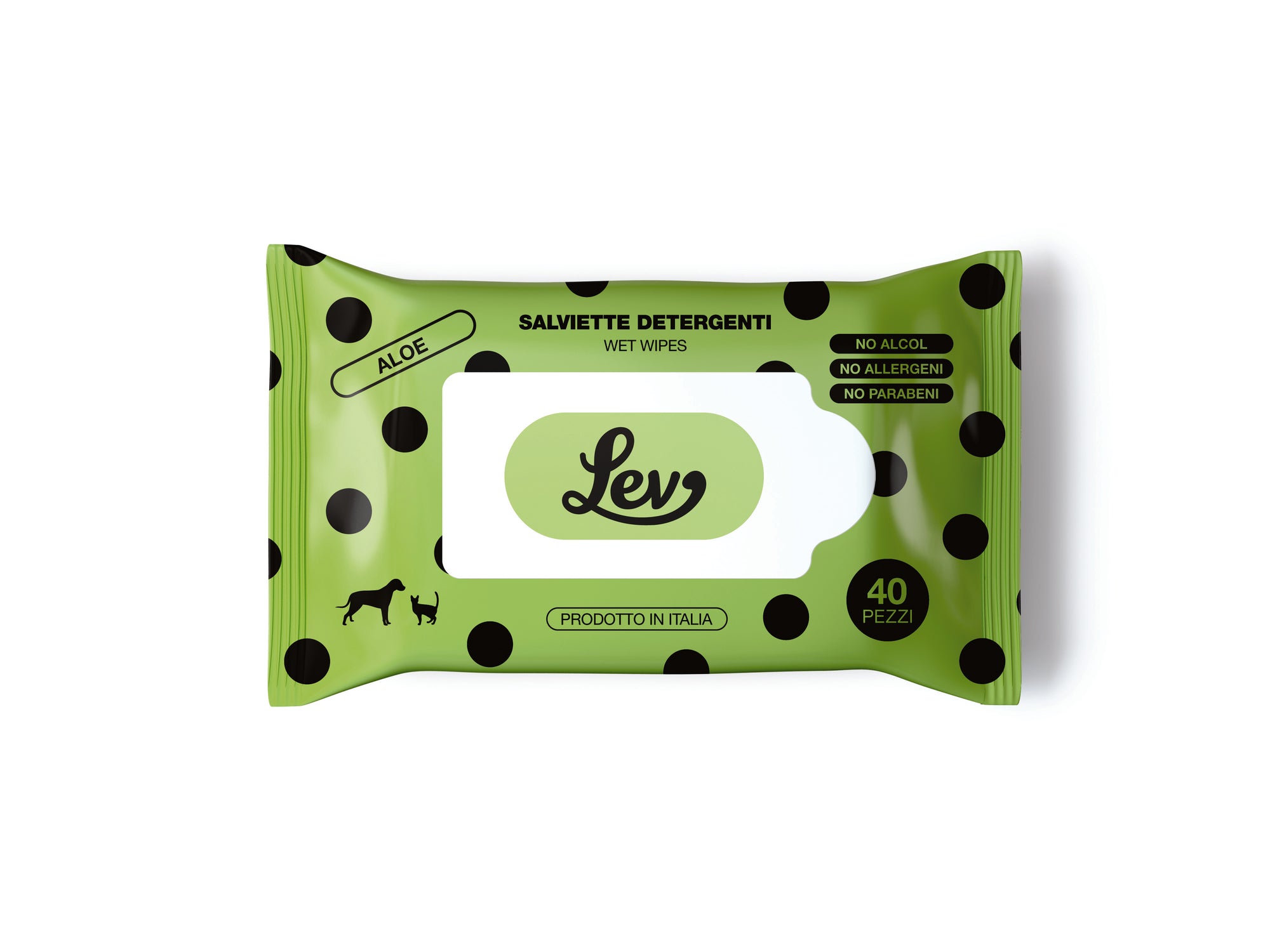 Lev- Salviette per animali 40 pz 22x28 Aloe