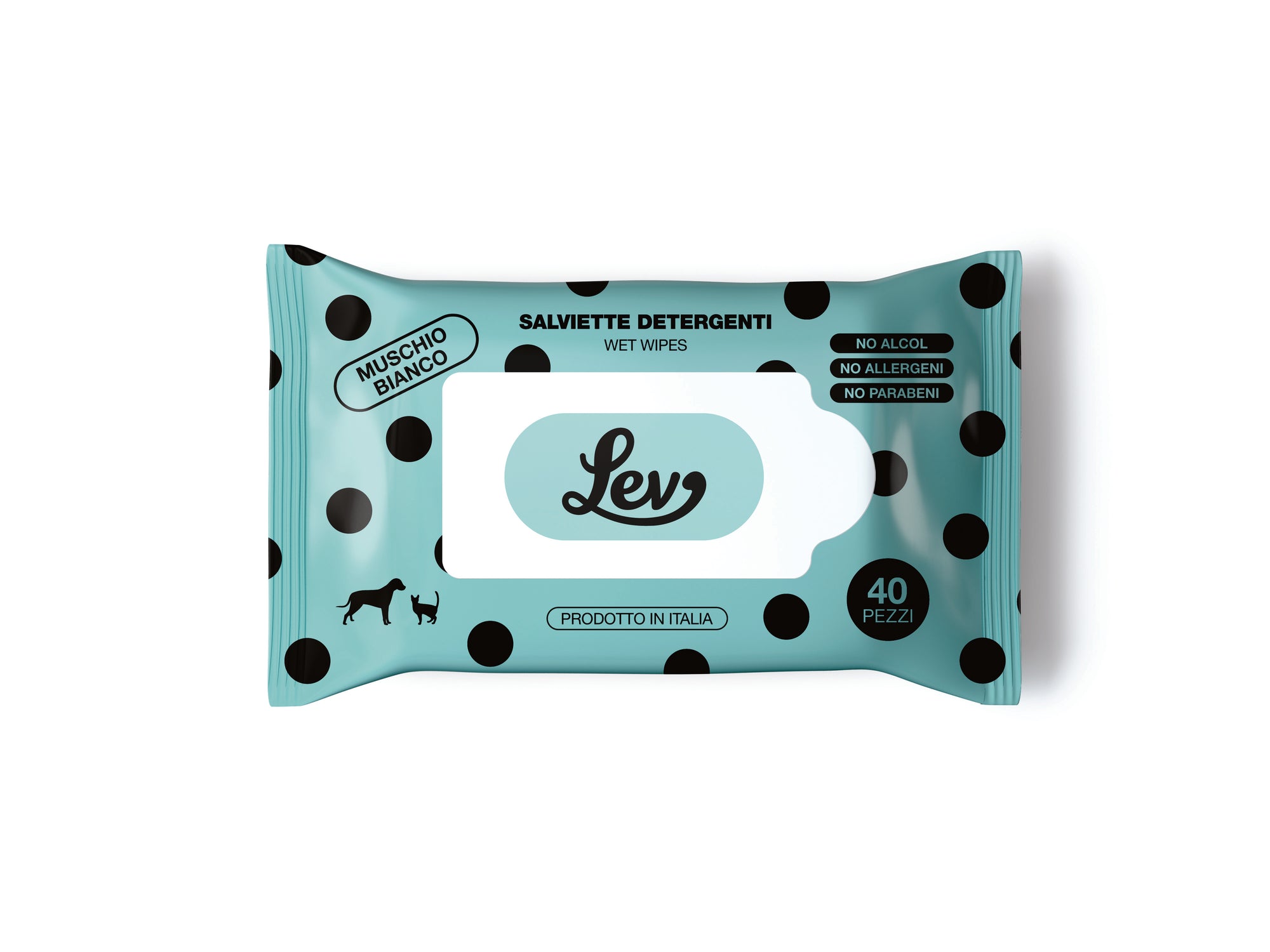 Lev- Salviette per animali 40 pz 22x28 Muschio Bianco