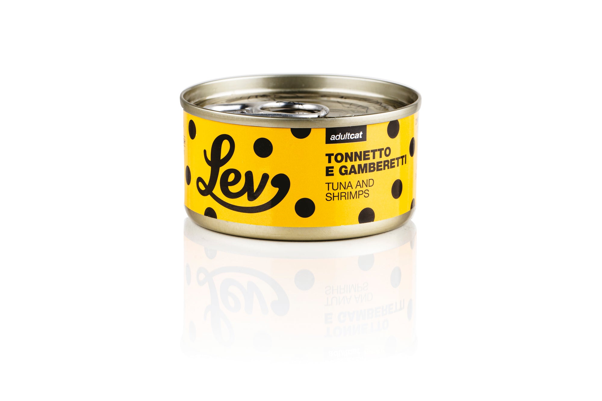 Lev - Umido Gatto - Tonnetto e Gamberetti - Acqua di cottura - Lattina 70g