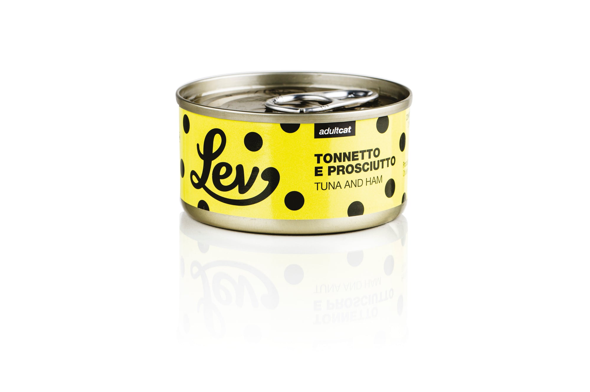 Lev - Umido Gatto - Tonnetto e Prosciutto - Acqua di cottura - Lattina 70g