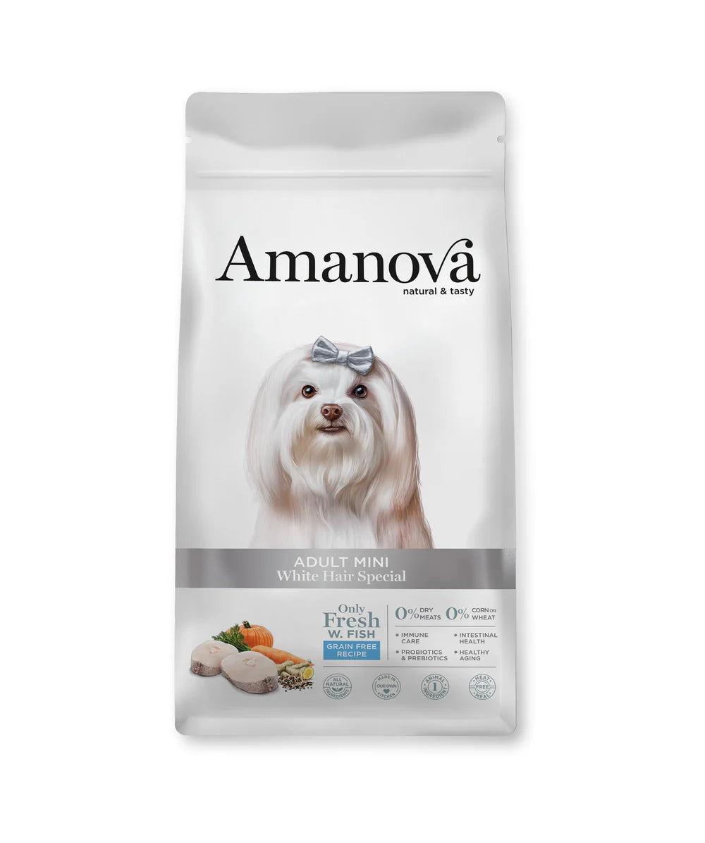 Amanova Adult Mini - White Hair Special - Crocchette per cani adulti a pelo bianco o chiaro