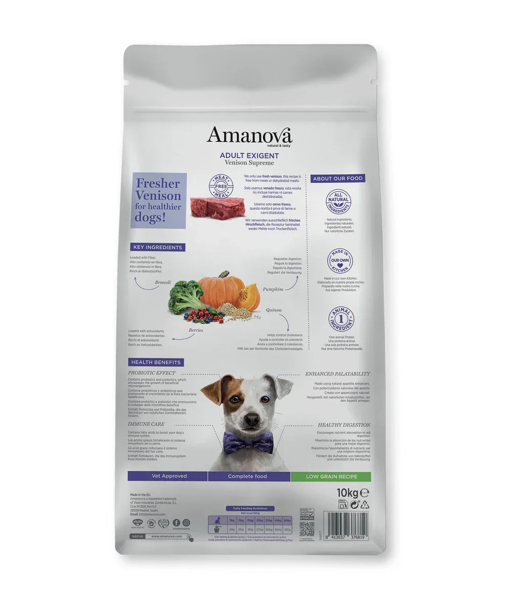 Amanova Adult Exigent - Cervo - Crocchette premium per cani adulti di qualsiasi razza