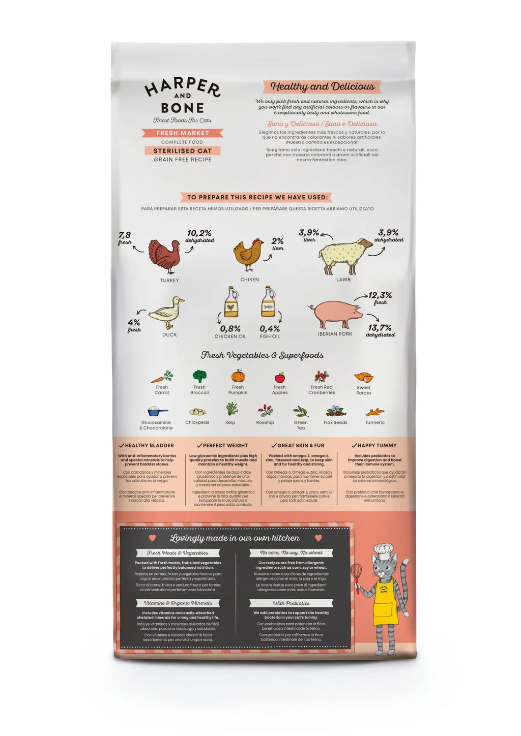 Harper & Bone - Sterilised cat - Fresh market - Anatra, maiale, agnello e tacchino